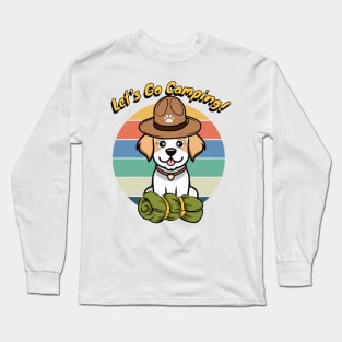 Funny Happy Dog Wants to go Camping Long Sleeve T-Shirt